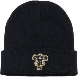 Black Bull Embroidery Knit Beanie Hat