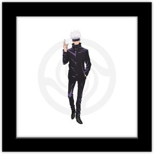 Satoru Gojo Wall Art Poster (12″ x 12″, Black Framed)