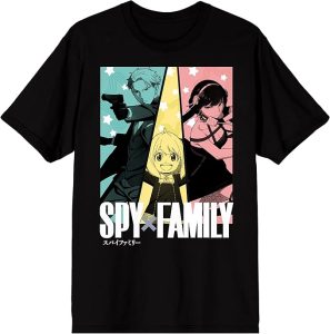 Spy x Family Character Grid Boys’ Black Crew Neck T-Shirt