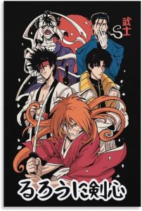 Himura Anime Poster Set – 4 Canvas Wall Art Prints (20×30 in, Unframed)