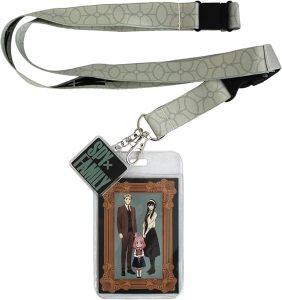 Family Portrait ID Badge Holder Lanyard with Acrylic Charm